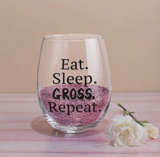 Grossing Pathologists' Assistant Stemless Wine Glass Mug Vinyl Decal Personalizable