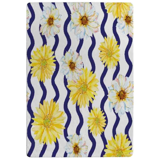 Novak Flowers and Zig Zags Shaggy Yellow/Blue/White Rug