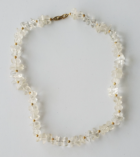 Vintage 1980's Napier Crystal Ice Collection Clear Lucite Gold Tone Necklace