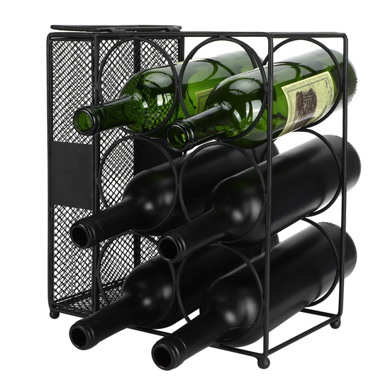 6 Bottle Floor Wine Bottle Rack in Black