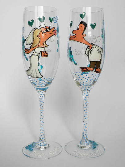 Hand Painted Decoration Wedding Toasting Flutes Set Of 2 Personalized Champagne Glasses On The Beach