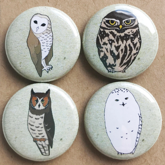 Owl Illustration Badges | Set Of Four