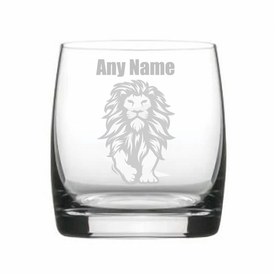 Crystal Engraved Lion Whiskey Glass, Birthday Whisky Gift For Him, Safari Glass, Personalised