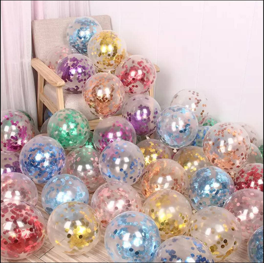 20Pcs Confetti Balloons Latex 12Inch, Two 10 Meter Reel Ribbons, Perfect Wedding Bridal Shower Birthday Party Decoration
