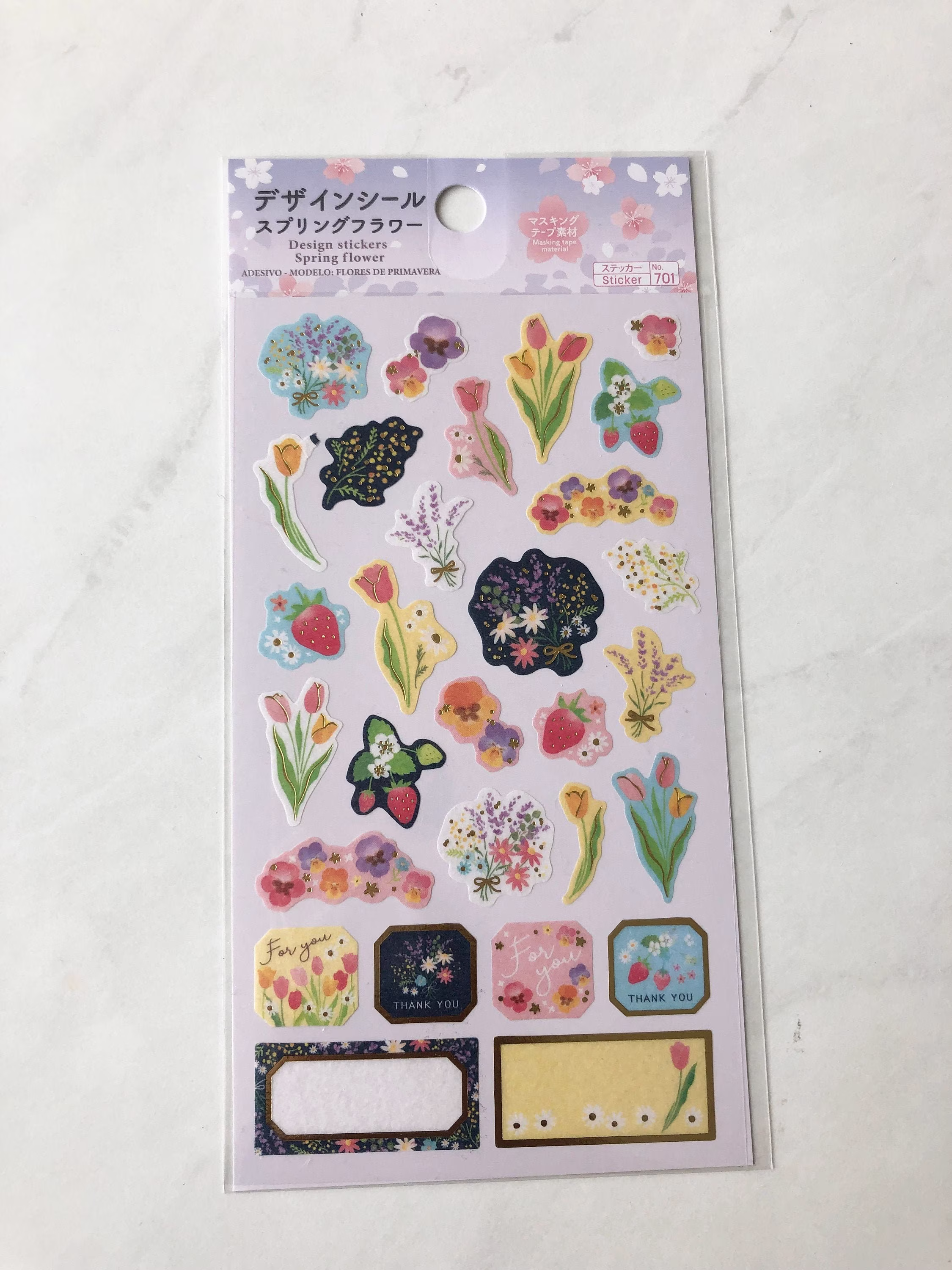 New Daiso Floral Washi Sticker Sheet Spring Flowers