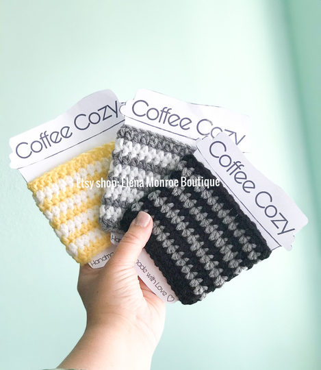 The Stripy Cozy, Mother's Day, Modern Style Cup Stripe Coffee Custom Color Pick Your Stripes, Knit Fathers Day