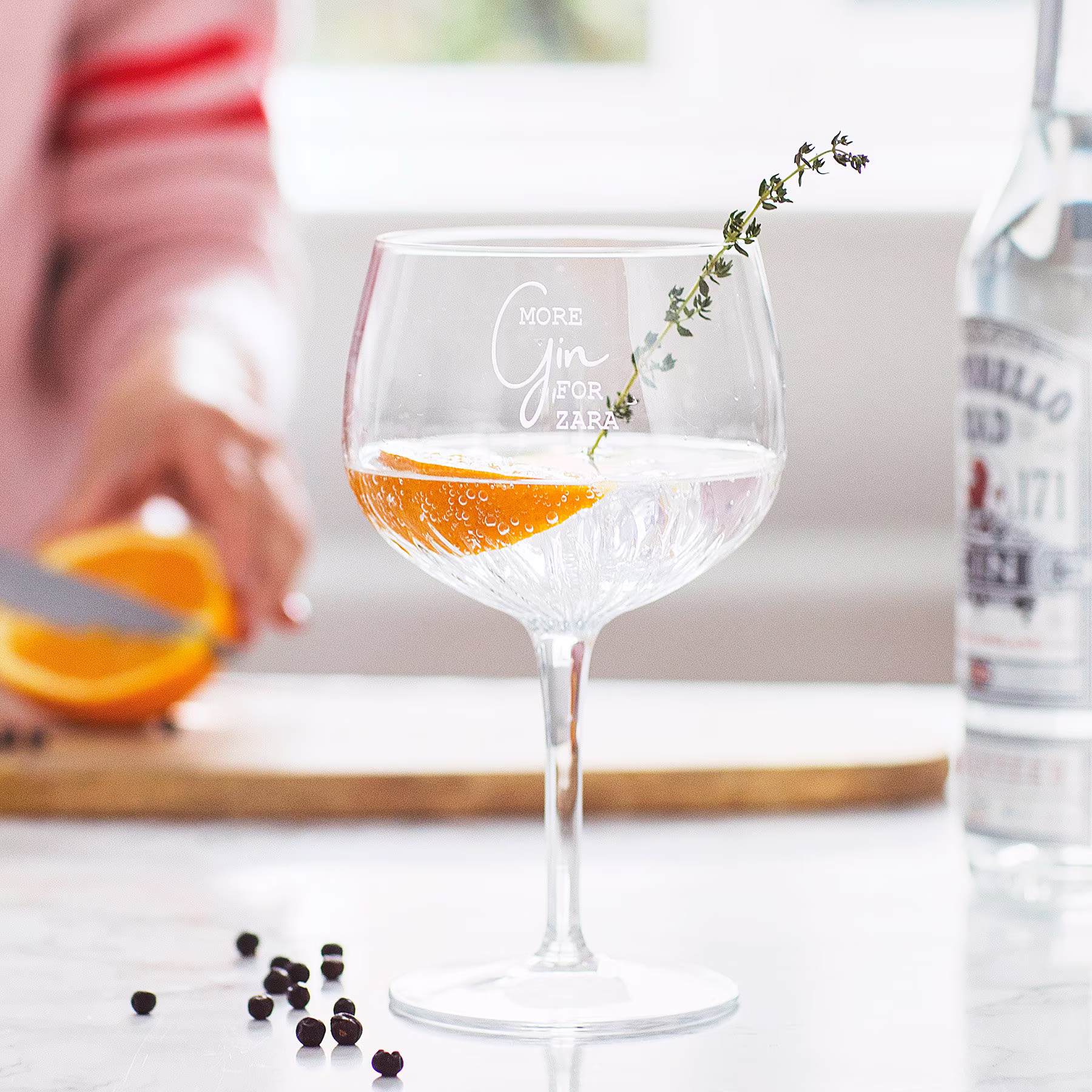 Gin Glass Personalised Goblet Clear Balloon & Tonic Textured Birthday Lover Gift For Friends Mum - Ptg101