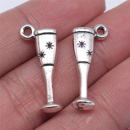 Wine Glass Charm Antique Silver Tone