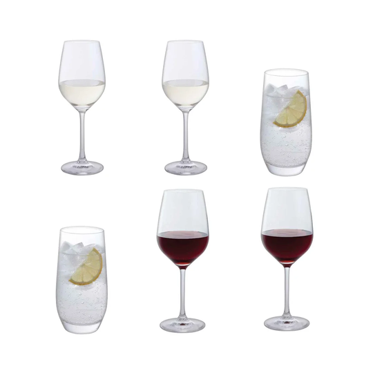 6 Piece Crystal Assorted Glassware Set