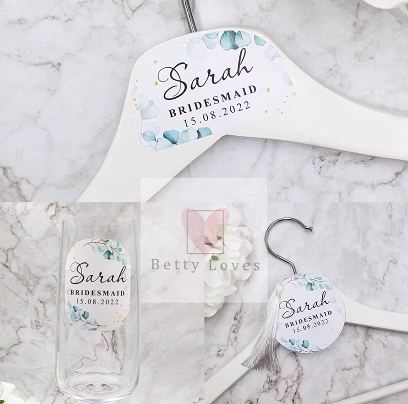 Wedding Glass & Coat Hanger Set, Combo, Personalised