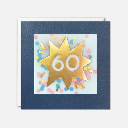 Age 60 Gold Birthday Card With Colourful Paper Confetti - Shakies By James Ellis