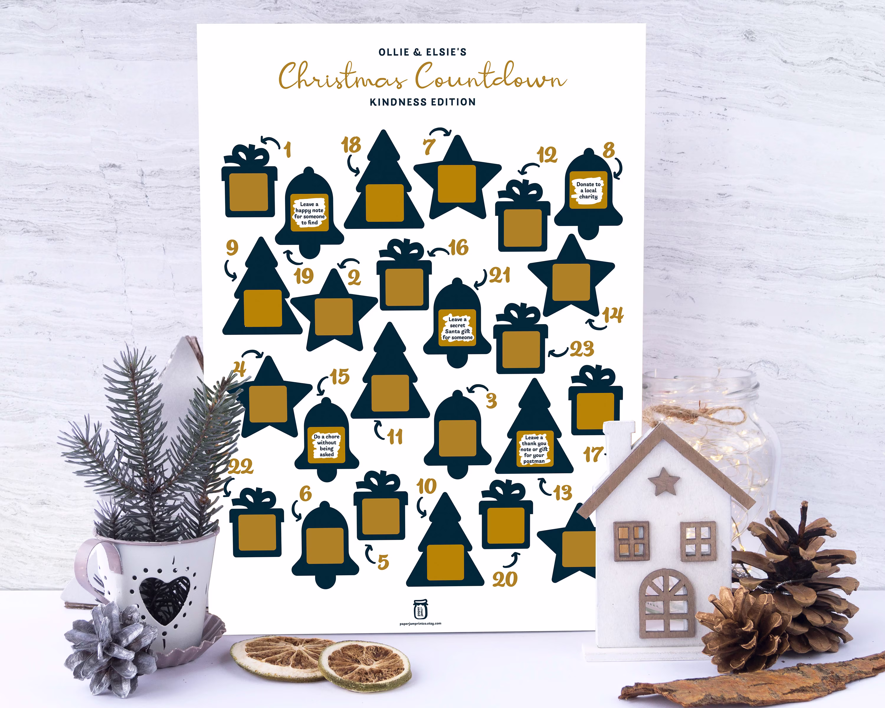 Scratch Off Kindness Christmas Countdown Advent Calendar, A Kind Act Day