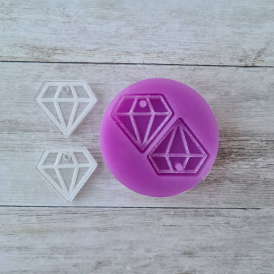 Dangle Earrings Mold - 20mm Diamond Resin Mold, Gem Flexible Silicone Polymer Clay Supplies, Supplies