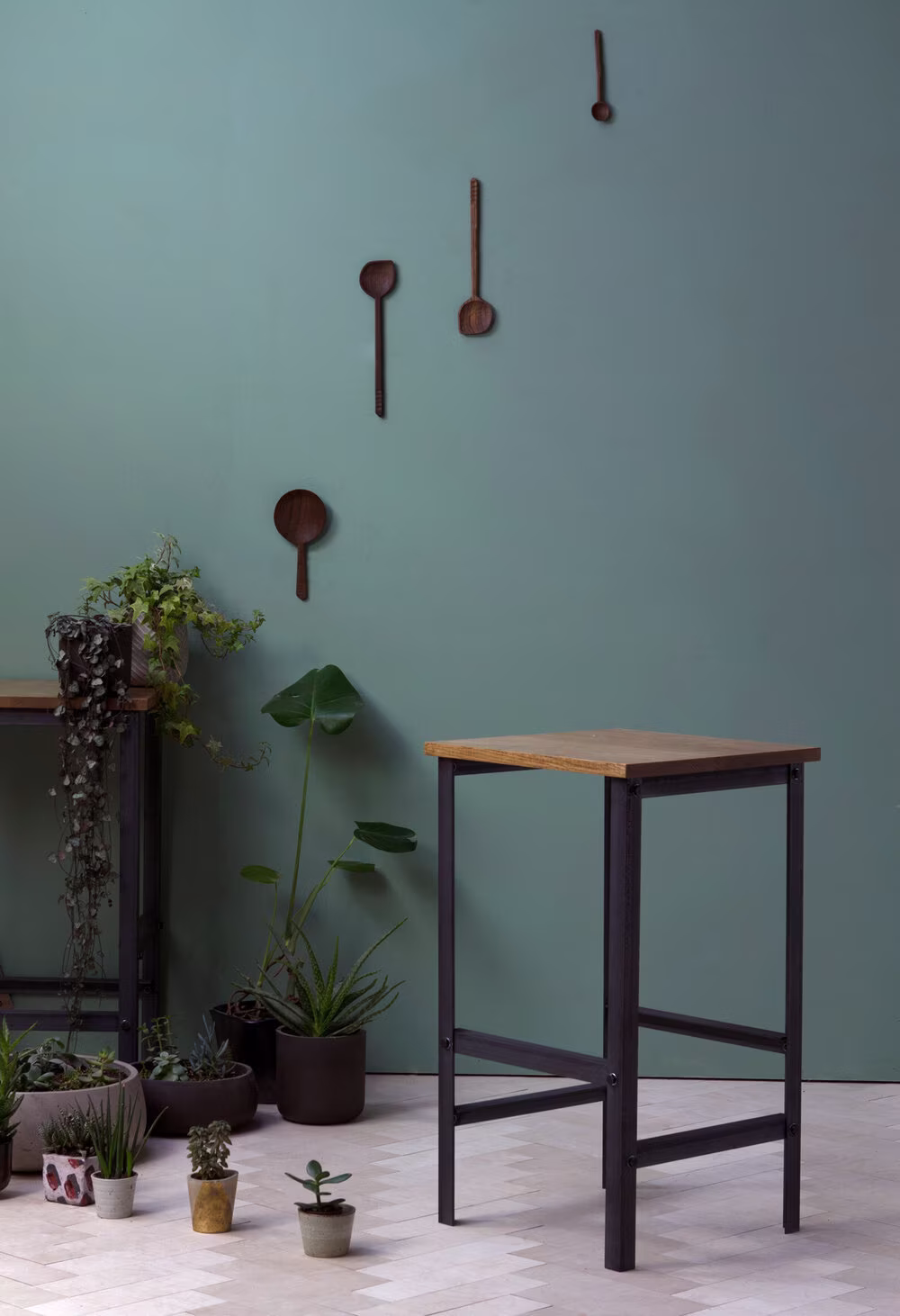 Konk ‖ Slim Industrial Bar Stool Bespoke Sizes Available Oak & Steel Kitchen & Living