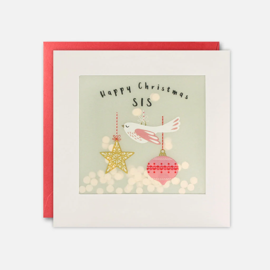 Sister Baubles Christmas Card With Paper Confetti - Shakies By James Ellis