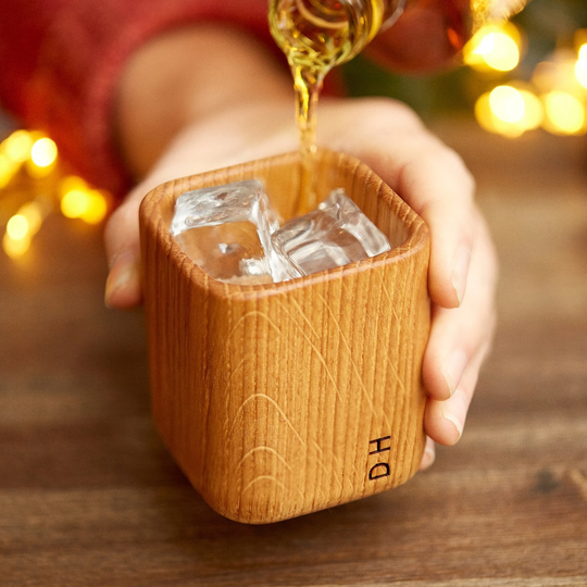 Personalised Oak Whiskey Tumbler/Personalized Gift For Lover Best Man & Groomsmen For Dad Custom Whisky Glass