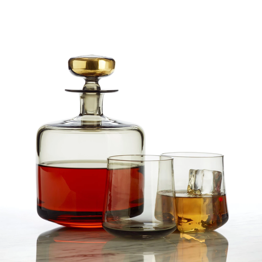 Whiskey Decanter in Antique Grey With 24K Gold Leaf
