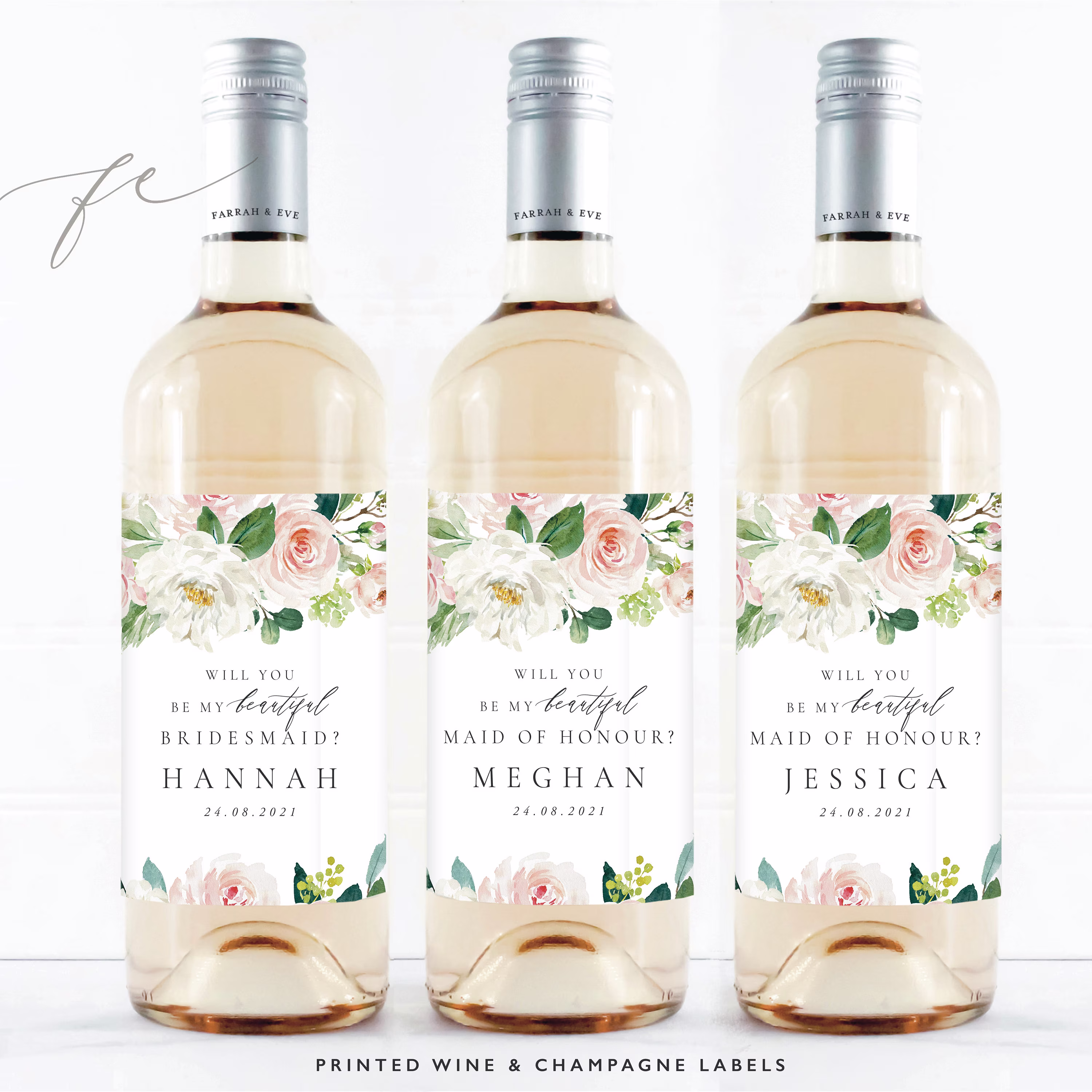 Will You Be My Bridesmaid Wine Labels | Thank Bottle Gift Labels|Bridesmaid Proposal Custom Fewl01