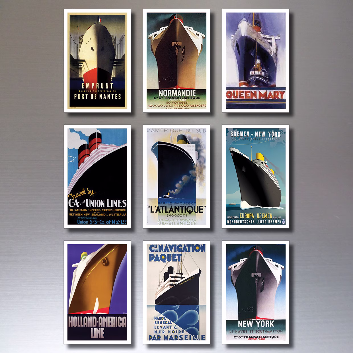 Atlantic Liner Fridge Magnets - Set Of 9 Liner Poster Fridge Magnets