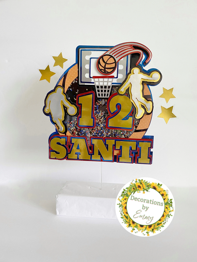 Basketball Shaker With Floating Stars Cake Topper - Basketball Decorations Party Decor 1St Birthday