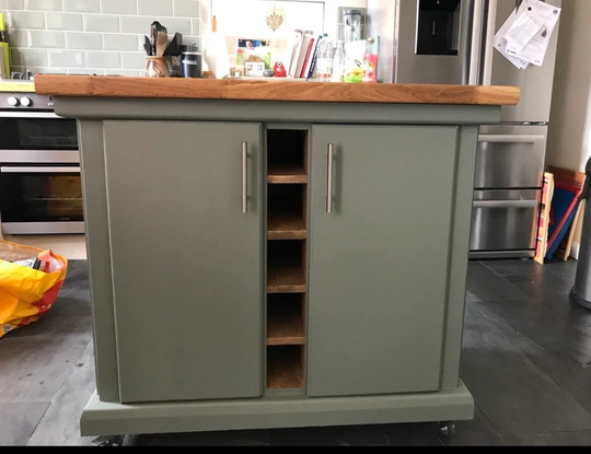 The Bly Bespoke Custom Made To Order Kitchen Island With Oak Top