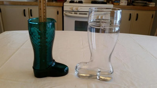 Vintage Teal & Clear Glass Boot Pitchers - Craft Beer Shoe Barware Santa Style Goblet Steins Drinkware Art Glassware Blue Green Wine