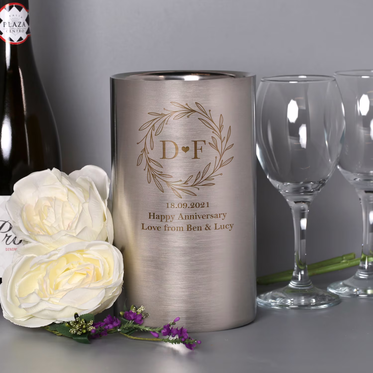 Personalised Stainless Steel Monogram Initials Cooler For Home House Warming Ideas New Gifts Wedding Anniversary Ice Bucket