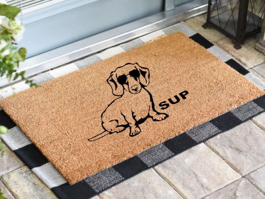 Dachshund Welcome Mat, Door Mat, Sup, Outdoor Funny Door Doxie Dachshund Gift, Wiener, Decor, Doxie Gifts