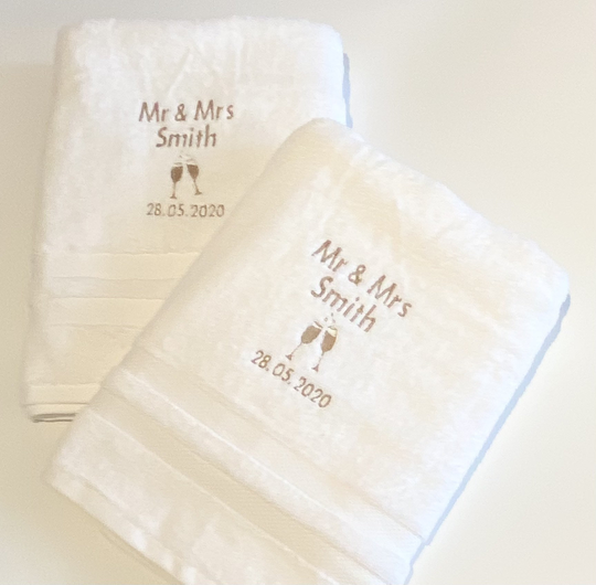 Personalised Mr & Mrs Gift, Personalised Wedding Towels, Bride & Groom Gift
