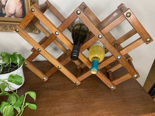 Vintage 70S Wood Folding Wine Rack