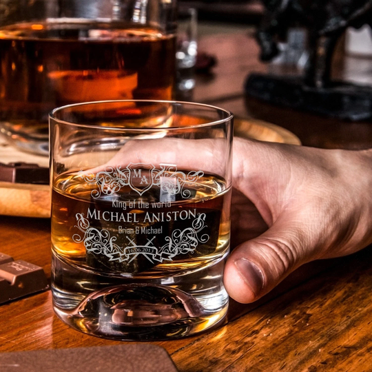 Personalized Whiskey Glasses Set As Christmas Gifts. Custom Tumbler Gifts For Dad. Bourbon Him Whiskey