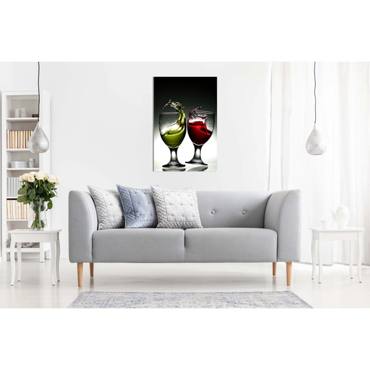 Liquor in Wine Glasses - Wrapped Canvas Photograph