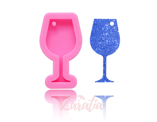 Keychain Mold, Wine Glass Silicone Pendants Resin Jewelry Making Diy Mold