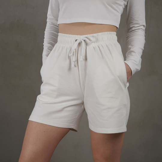 White Women Shorts, Cotton Summer Casual Boardshorts For Her, Ukrainian Brand