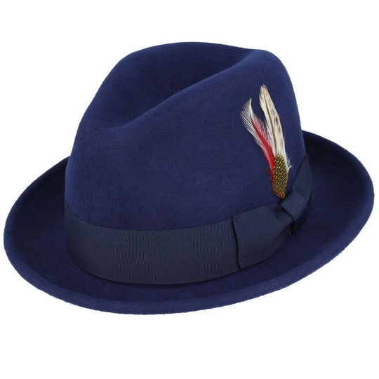 Premium C Crown Trilby Hat For Men Unisex Short Brim Jazz Fedora Porkpie Wool Felt Black