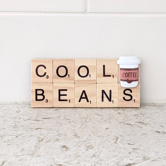 Cool Beans Scrabble Tile Fridge Magnet | Coffee Lover Gift, Beans, Cafe