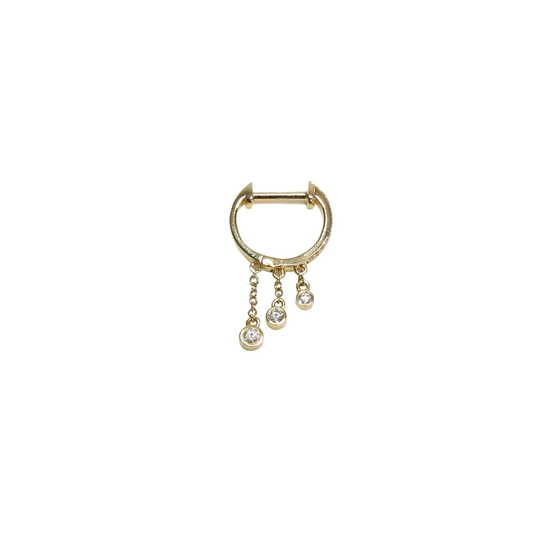 14K Diamond Shaker Hoop Earrings Dangle Hoops Dainty Huggie Petite Single Or Pair