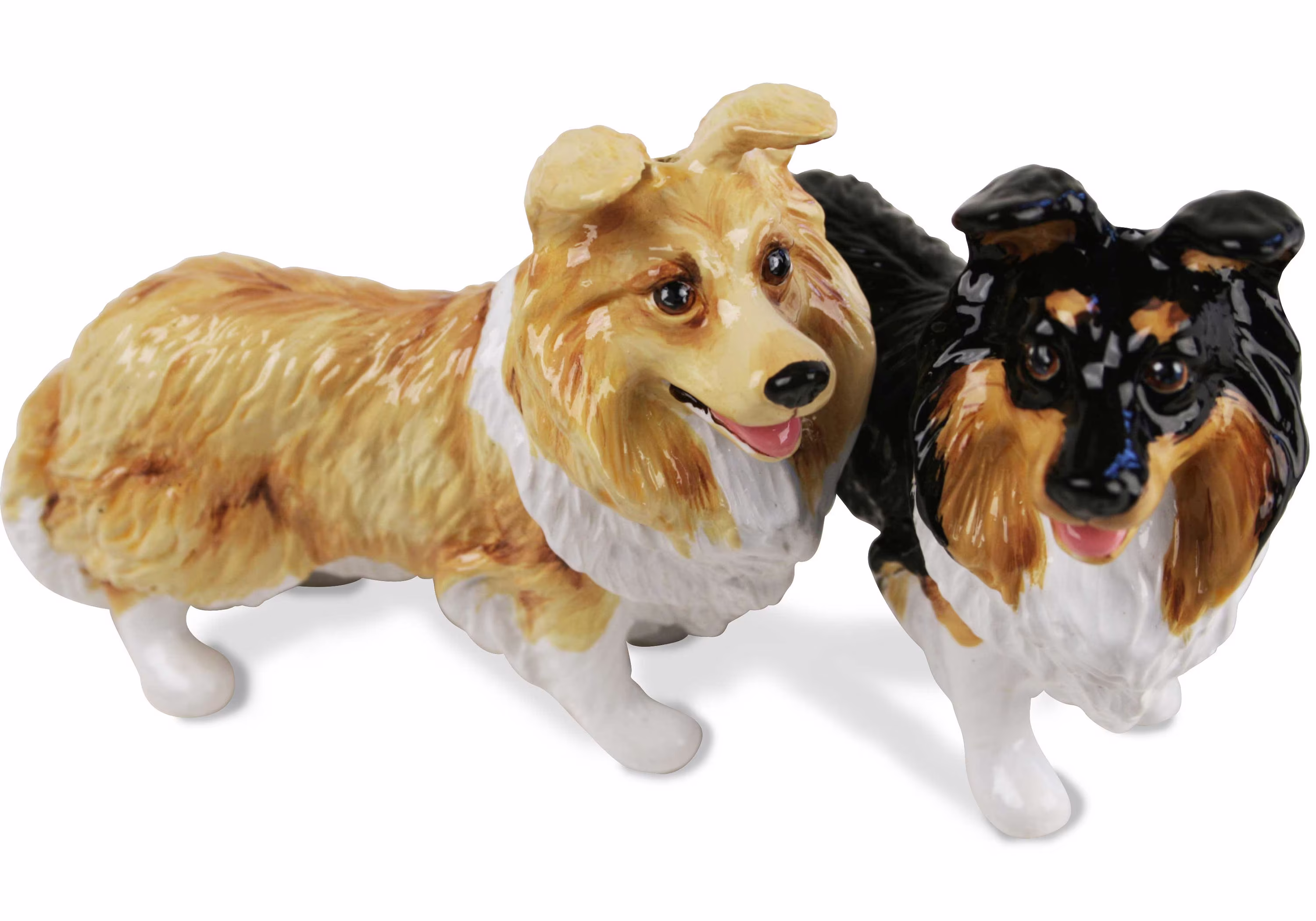 Shetland Sheepdog Handmade Cruet Set Mini Tan & Black | 8cm X 6cm
