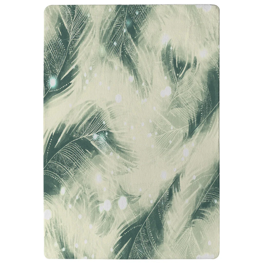 Davison Feathers Fantastic Birds with Decorative Ornaments Designer Shaggy Green/Cream Rug
