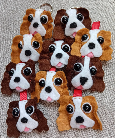 Felt, Spaniel, King Charles Cavalier, Dog, Puppy, Pup, Key-Chain, Key-Ring, Bag-Charm Hand-stitched, Hand-Made, Custom Made Option