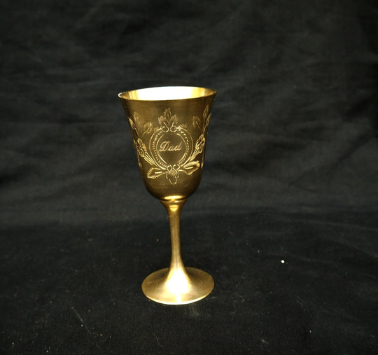 Vintage Brass Goblet With Engraving Dad Winne For Marked Epns Ornate Gift Dad