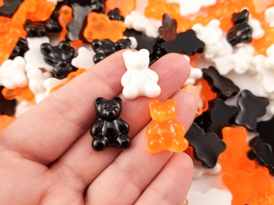 10 Assorted 20mm Resin Gummy Bear Cabochons, Teddy Fake Candy Embellishment Shaker Bits, Halloween Cabochons
