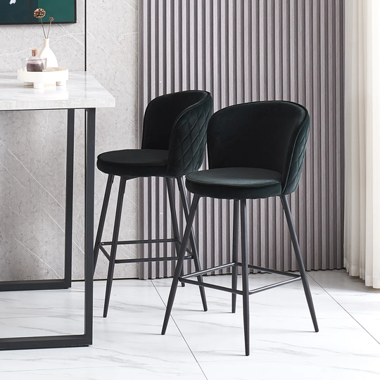 Dellaposta Modern Velvet Upholstered Bar Stools