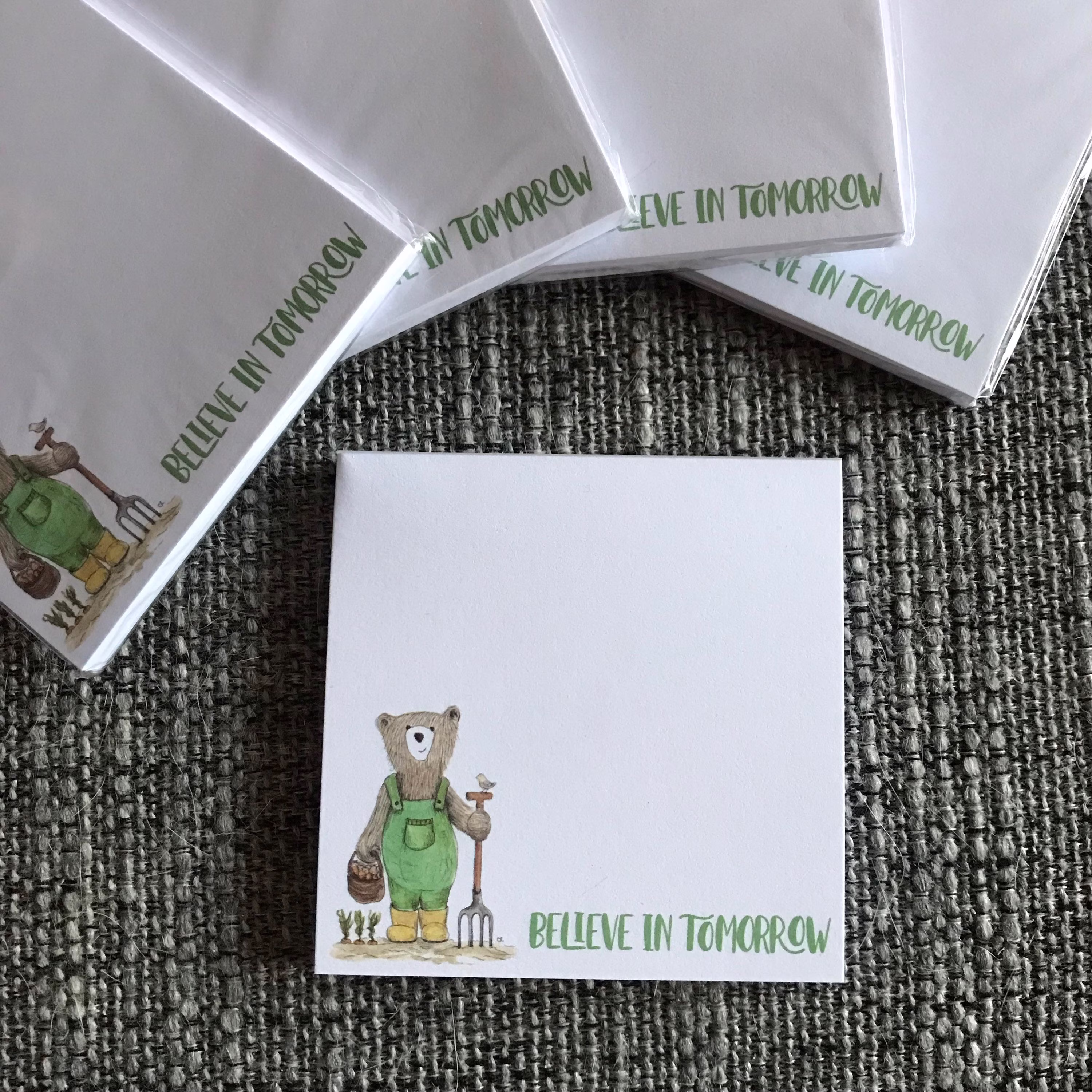 Gardening Bear Memo Pad Notepad Notes Catherine Redgate Stationery Organise Block Bujo Organiser Desk Office Cute Pad To Do Garden Gardener