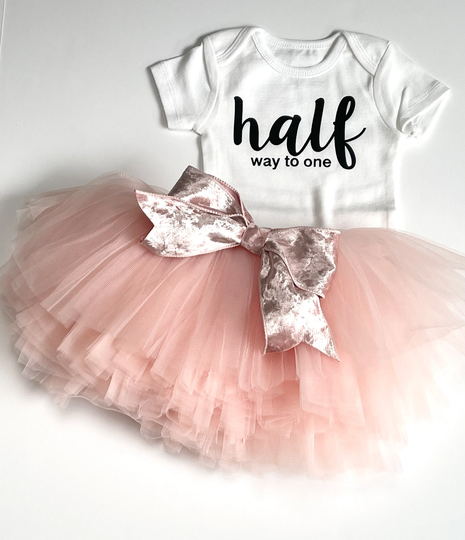 Half Way To One Birthday Outfit, 6 Month Bodysuit, Outfit, Custom Birthday, Half Birthday Shirt, Pink Tutu