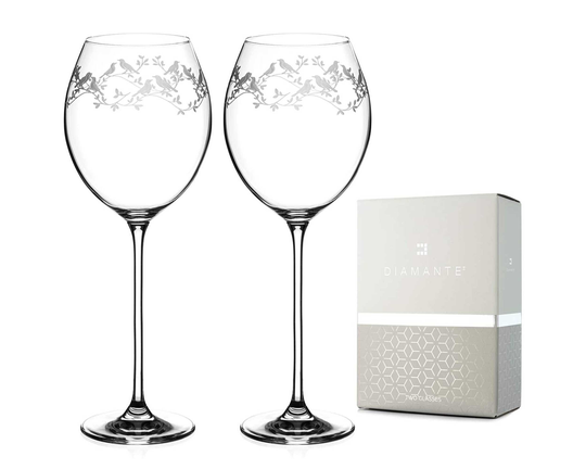 Diamante Red Wine Glasses Pair With