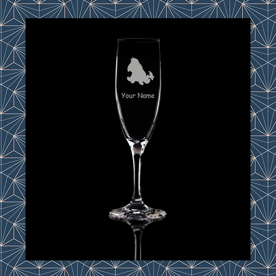 Eeyore Winnie The Pooh Engraved Flute Prosecco Glass. Beautiful Etched Personalised With Name. Design Won't Wear Off Like Vinyl.65