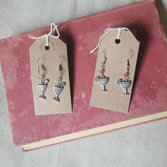 Cocktail Earrings, Martini Charm Earrings, Gin Cocktail Glass Jewellery, G&t Theme