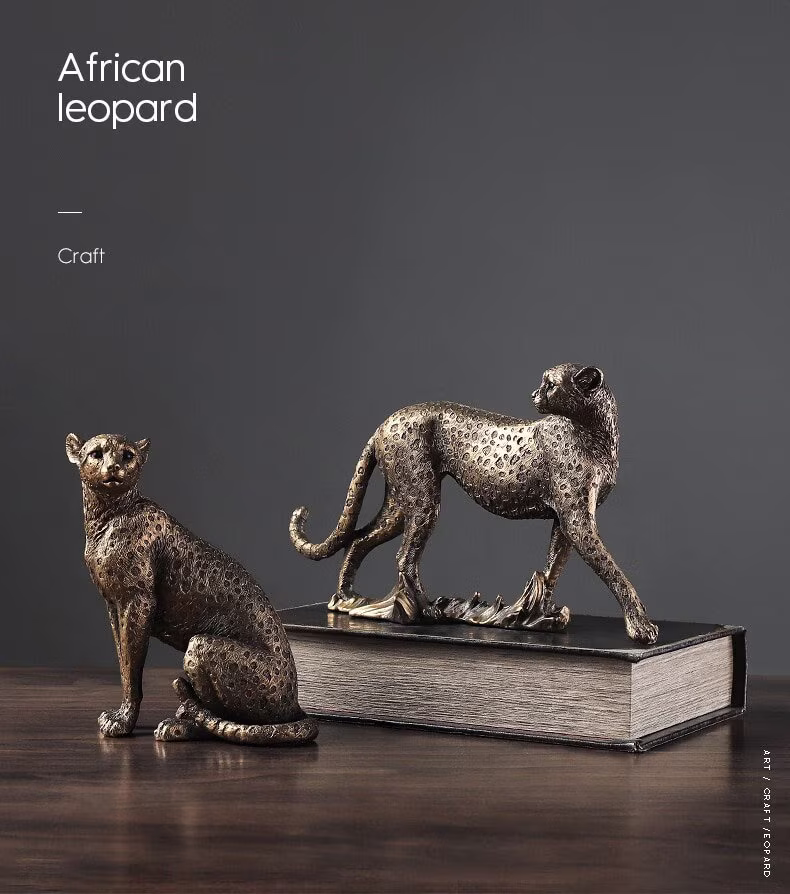African Leopard Resin Statue Home Sculpture Animal Model Desktop Ornaments Wine Cabinet Decor Decoration Art Collection