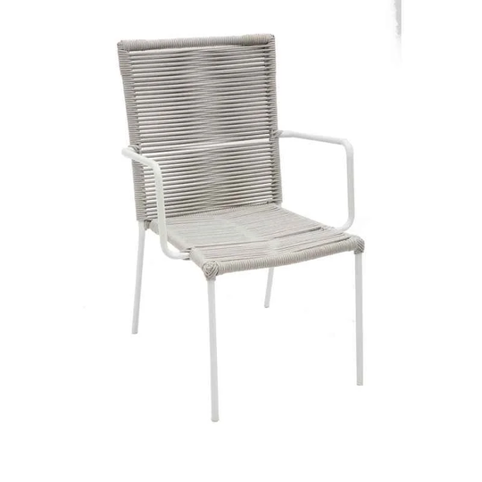 Set Of 4 Marissa Small Armchairs In Iron With Rope Seat